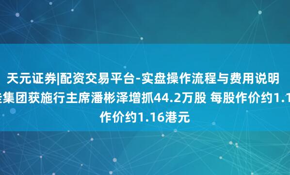 天元证券|配资交易平台-实盘操作流程与费用说明 德永佳集团获施行主席潘彬泽增抓44.2万股 每股作价约1.16港元