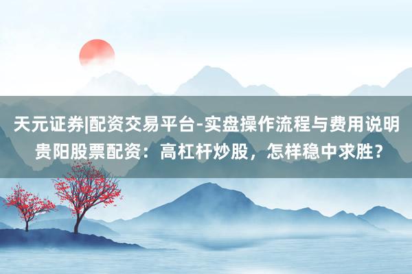 天元证券|配资交易平台-实盘操作流程与费用说明 贵阳股票配资：高杠杆炒股，怎样稳中求胜？