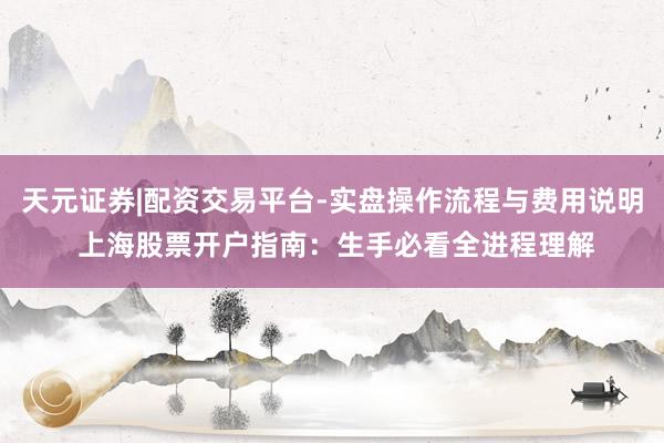 天元证券|配资交易平台-实盘操作流程与费用说明 上海股票开户指南：生手必看全进程理解